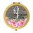 Andaz Press Pink Floral Flowers on Rustic Gray Wood Monogram Gold Compact Mirror-Set of 1-Andaz Press-Z-