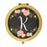 Andaz Press Pink Peach Florals on Chalkboard Monogram Gold Compact Mirror-Set of 1-Andaz Press-A-
