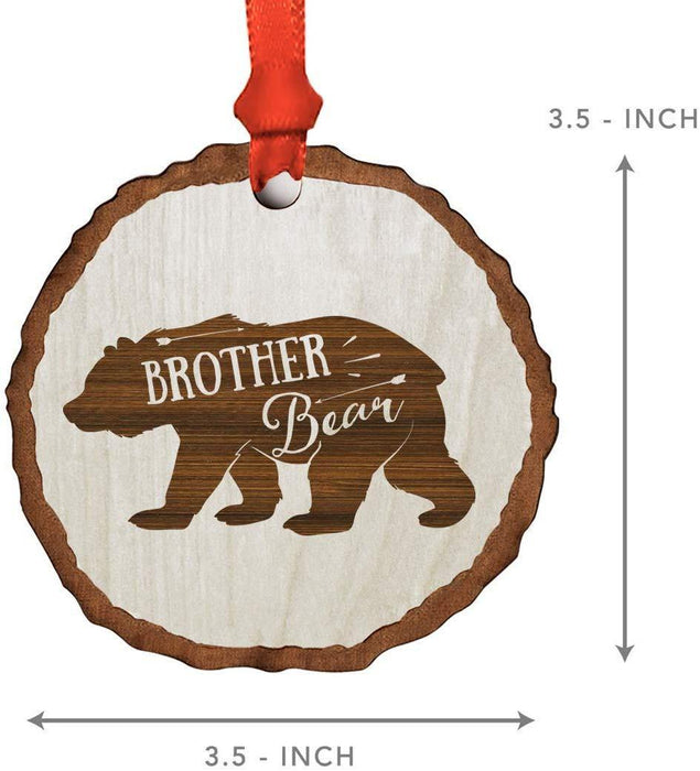 Andaz Press Real Wood Rustic Christmas Ornament, Engraved Wood Slab, Brother Bear-Set of 1-Andaz Press-Brother Bear-
