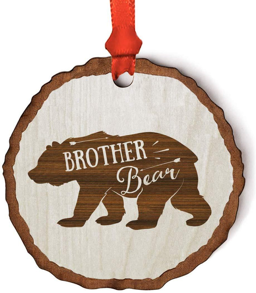 Andaz Press Real Wood Rustic Christmas Ornament, Engraved Wood Slab, Brother Bear-Set of 1-Andaz Press-Brother Bear-