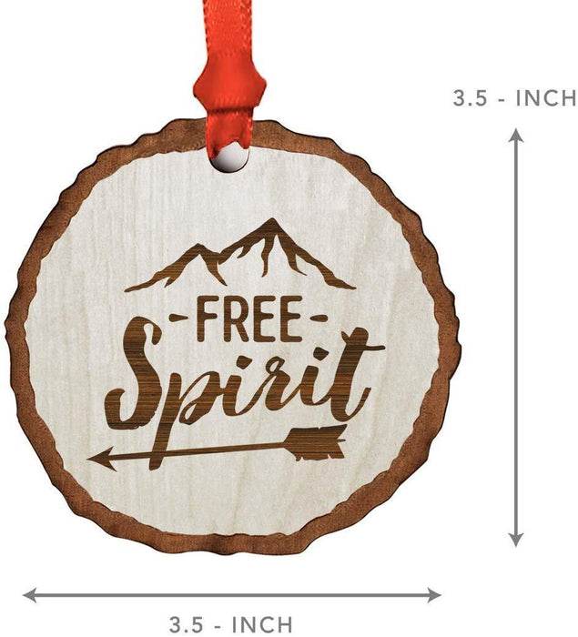 Andaz Press Real Wood Rustic Christmas Ornament, Engraved Wood Slab, Free Spirit-Set of 1-Andaz Press-Free Spirit-