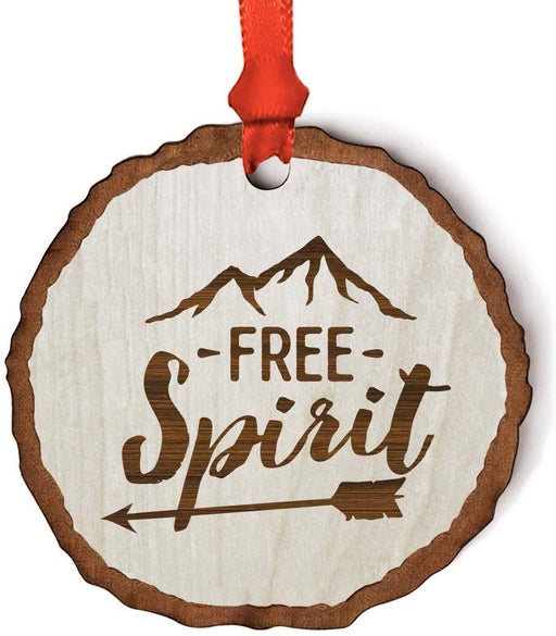 Andaz Press Real Wood Rustic Christmas Ornament, Engraved Wood Slab, Free Spirit-Set of 1-Andaz Press-Free Spirit-