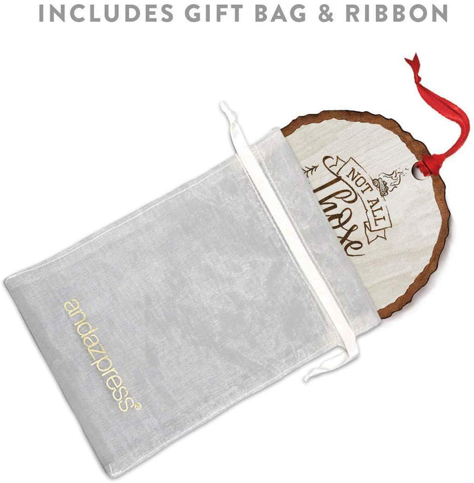 Andaz Press Real Wood Rustic Christmas Ornament, Engraved Wood Slab, Not All Those Who Wonder are Lost-Set of 1-Andaz Press-Not All Those Who Wonder are Lost-