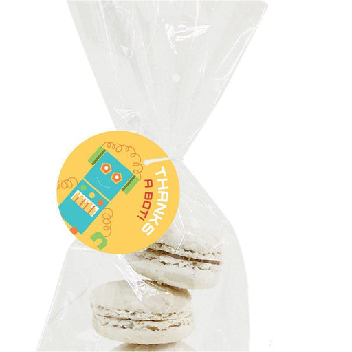 Andaz Press Robot Birthday Round Circle Gift Tag, Thanks a Bot!-Set of 24-Andaz Press-