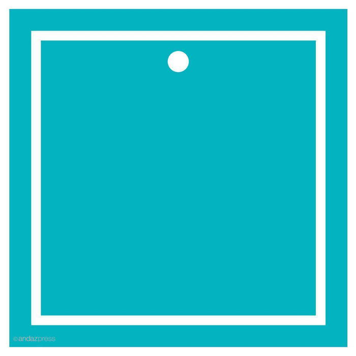 Andaz Press Solid Color Square Blank Gift Tags-Set of 24-Andaz Press-Aqua-
