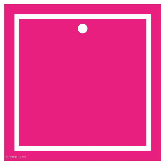 Andaz Press Solid Color Square Blank Gift Tags-Set of 24-Andaz Press-Fuchsia-