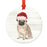 Animal Pet Dog Metal Christmas Ornament, Wire with Santa Hat-Set of 1-Andaz Press-Wire Haired Jack-