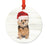 Animal Pet Dog Metal Christmas Ornament, Wire with Santa Hat-Set of 1-Andaz Press-Wire Haired Jack-