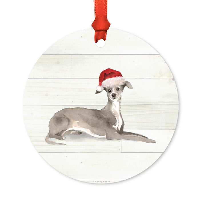 Animal Pet Dog Metal Christmas Ornament, Wire with Santa Hat-Set of 1-Andaz Press-Wire Haired Jack-
