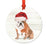 Animal Pet Dog Metal Christmas Ornament, Wire with Santa Hat-Set of 1-Andaz Press-Wire Haired Jack-