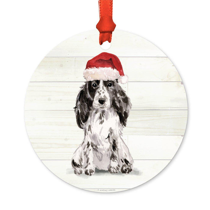 Animal Pet Dog Metal Christmas Ornament, Wire with Santa Hat-Set of 1-Andaz Press-Wire Haired Jack-