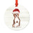 Animal Pet Dog Metal Christmas Ornament, Wire with Santa Hat-Set of 1-Andaz Press-Wire Haired Jack-