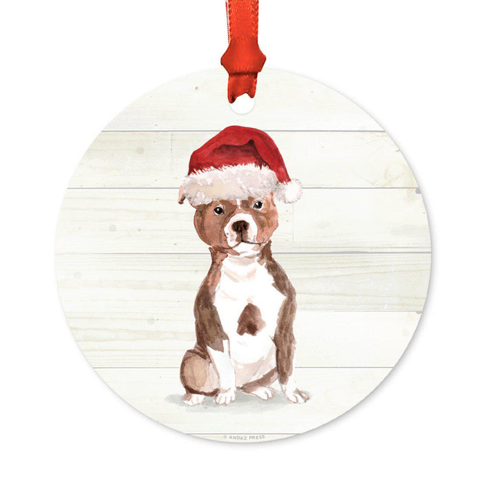 Animal Pet Dog Metal Christmas Ornament, Wire with Santa Hat-Set of 1-Andaz Press-Wire Haired Jack-