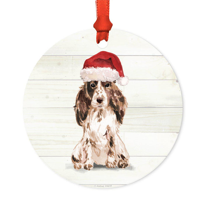 Animal Pet Dog Metal Christmas Ornament, Wire with Santa Hat-Set of 1-Andaz Press-Wire Haired Jack-