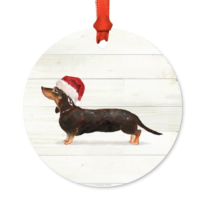 Animal Pet Dog Metal Christmas Ornament, Wire with Santa Hat-Set of 1-Andaz Press-Wire Haired Jack-