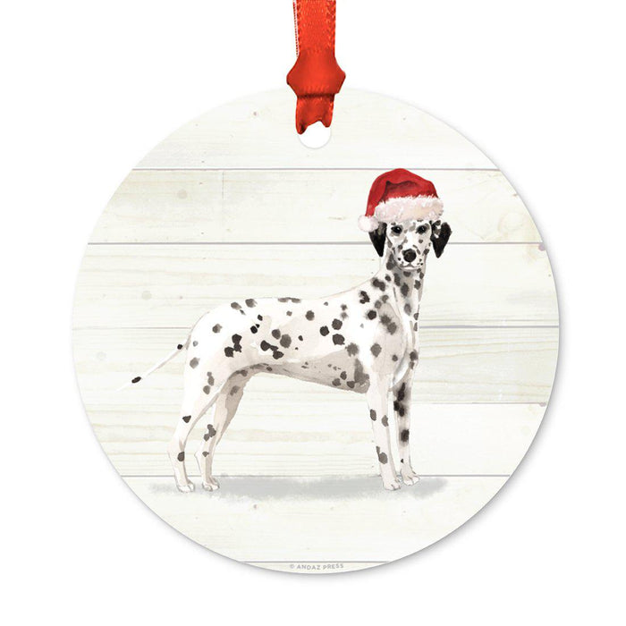 Animal Pet Dog Metal Christmas Ornament, Wire with Santa Hat-Set of 1-Andaz Press-Dalmatian-