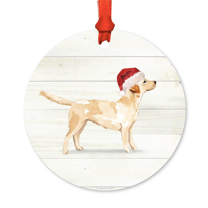 Animal Pet Dog Metal Christmas Ornament, Wire with Santa Hat-Set of 1-Andaz Press-Labrador Retriever-