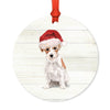 Animal Pet Dog Metal Christmas Ornament, Wire with Santa Hat-Set of 1-Andaz Press-Wire Haired Jack-