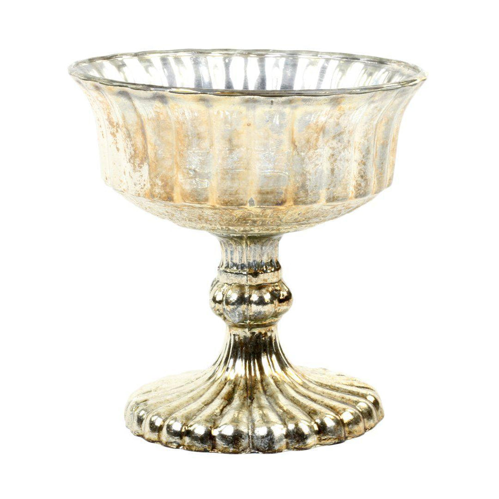 Antique Burnt Gold Glass Compote Vase Flower Bowl Centerpiece-Set of 1-Koyal Wholesale-4.5" D x 4.5" H-