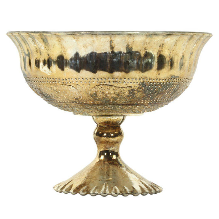 Antique Burnt Gold Glass Compote Vase Flower Bowl Centerpiece-Set of 1-Koyal Wholesale-7" D x 5" H-