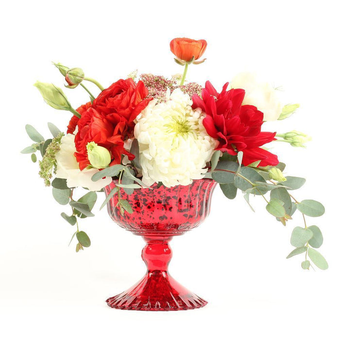 Antique Glass Compote Bowl Pedestal Flower Bowl Centerpiece, Set of 1-Set of 1-Koyal Wholesale-Rose Gold-7" D x 5" H-