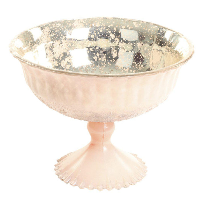 Antique Glass Compote Bowl Pedestal Flower Bowl Centerpiece, Set of 1-Set of 1-Koyal Wholesale-Rose Gold-7" D x 5" H-