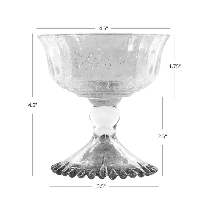 Antique Glass Compote Bowl Pedestal Flower Bowl Centerpiece, Set of 1-Set of 1-Koyal Wholesale-Rose Gold-7" D x 5" H-