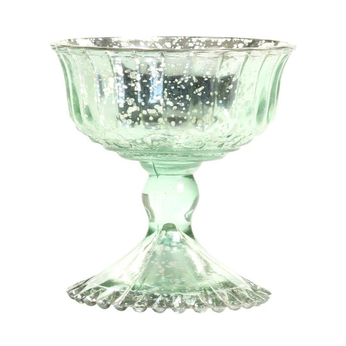 Antique Glass Compote Bowl Pedestal Flower Bowl Centerpiece, Set of 1-Set of 1-Koyal Wholesale-Mint-4.5" D x 4.5" H-