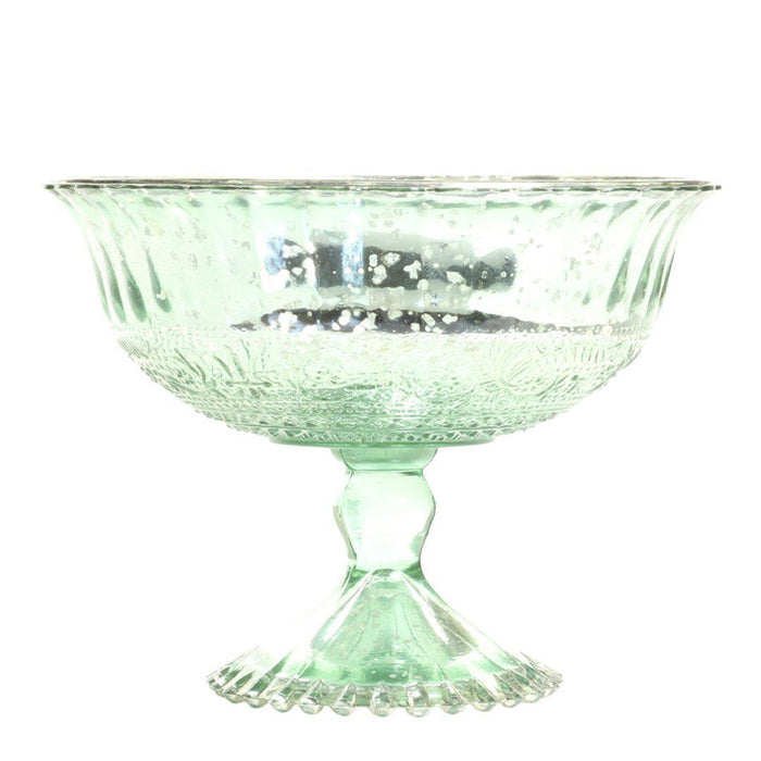 Antique Glass Compote Bowl Pedestal Flower Bowl Centerpiece, Set of 1-Set of 1-Koyal Wholesale-Mint-7" D x 5" H-