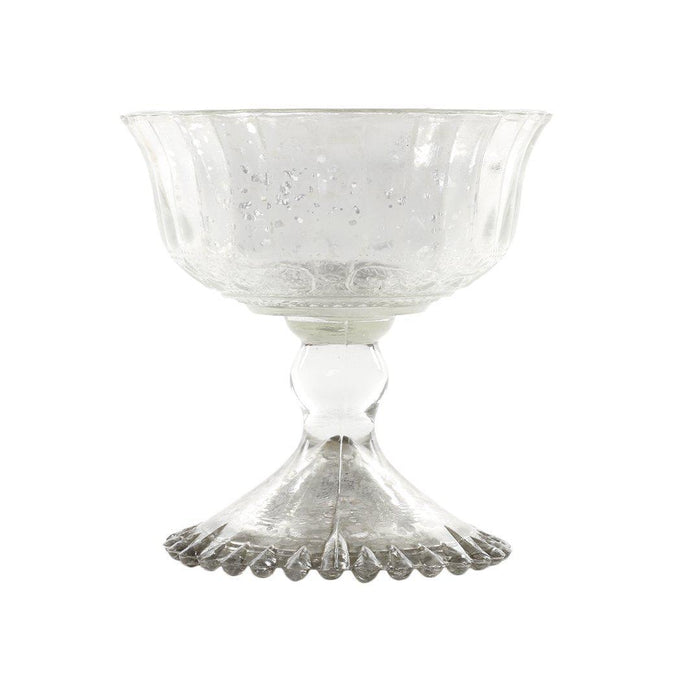 Antique Glass Compote Bowl Pedestal Flower Bowl Centerpiece, Set of 1-Set of 1-Koyal Wholesale-Silver-4.5" D x 4.5" H-