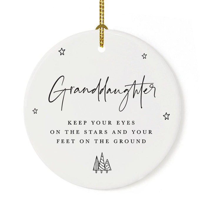 Antique Handdrawn Grand Daughter Round Ceramic Porcelain Ornament Collection-Set of 1-Andaz Press-Best Friend-