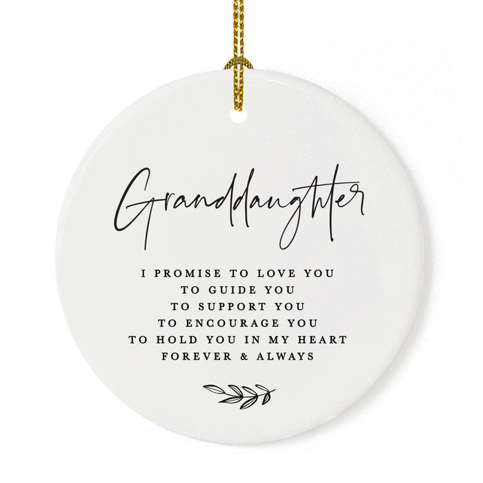 Antique Handdrawn Grand Daughter Round Ceramic Porcelain Ornament Collection-Set of 1-Andaz Press-Best Friend-