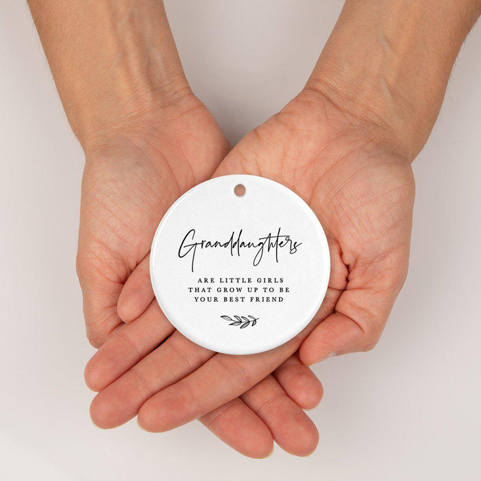 Antique Handdrawn Grand Daughter Round Ceramic Porcelain Ornament Collection-Set of 1-Andaz Press-Best Friend-