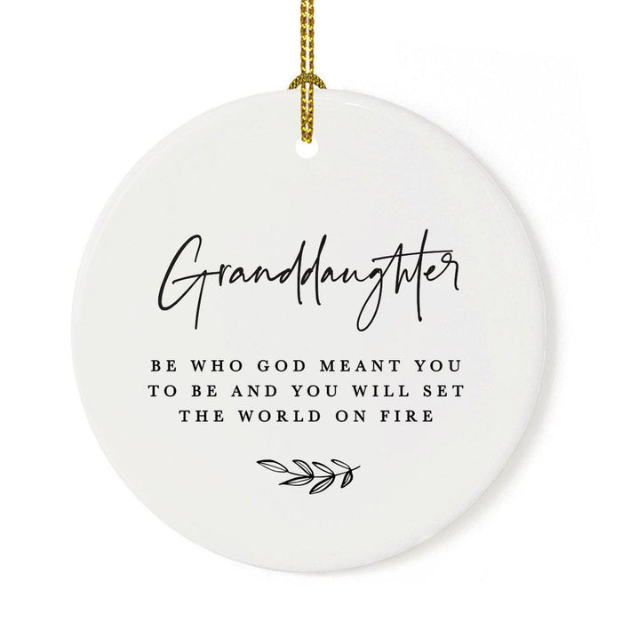 Antique Handdrawn Grand Daughter Round Ceramic Porcelain Ornament Collection-Set of 1-Andaz Press-Best Friend-