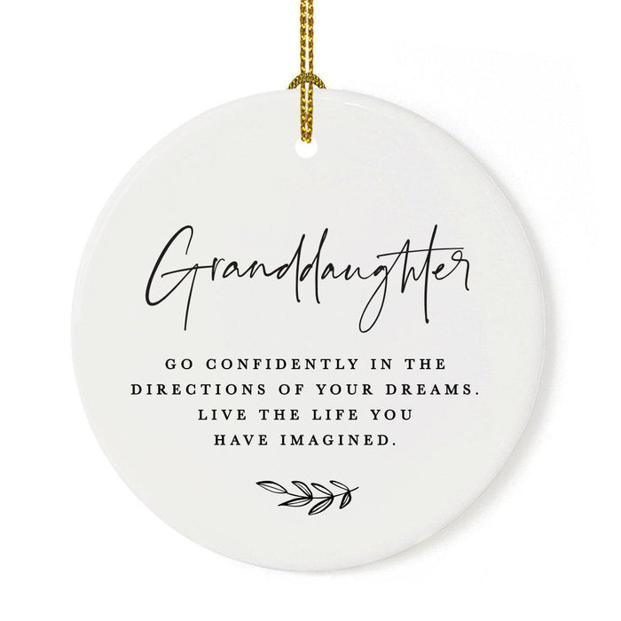 Antique Handdrawn Grand Daughter Round Ceramic Porcelain Ornament Collection-Set of 1-Andaz Press-Confidently-