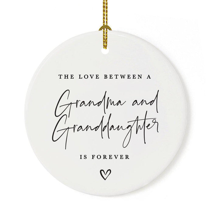 Antique Handdrawn Grand Daughter Round Ceramic Porcelain Ornament Collection-Set of 1-Andaz Press-Grandma-