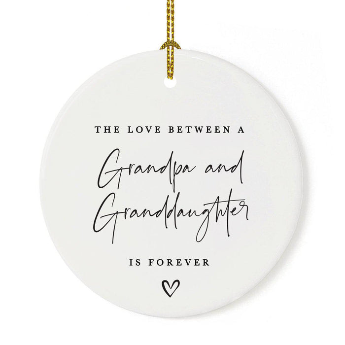 Antique Handdrawn Grand Daughter Round Ceramic Porcelain Ornament Collection-Set of 1-Andaz Press-Grandpa-