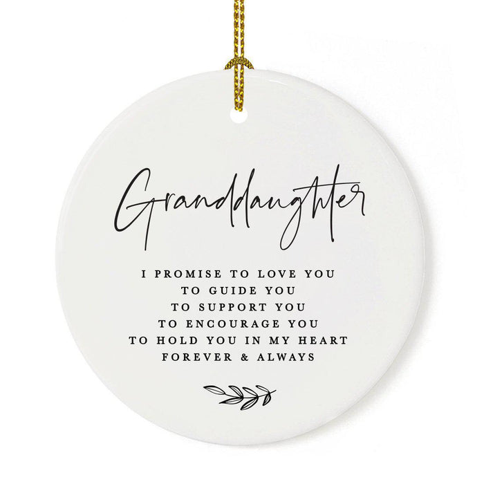 Antique Handdrawn Grand Daughter Round Ceramic Porcelain Ornament Collection-Set of 1-Andaz Press-Promise-