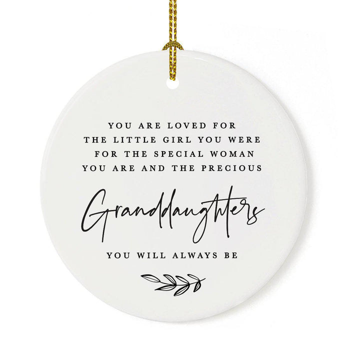 Antique Handdrawn Grand Daughter Round Ceramic Porcelain Ornament Collection-Set of 1-Andaz Press-Special Woman-
