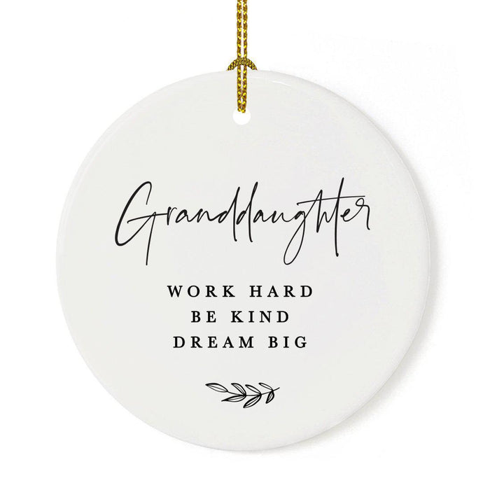 Antique Handdrawn Grand Daughter Round Ceramic Porcelain Ornament Collection-Set of 1-Andaz Press-Work Hard-