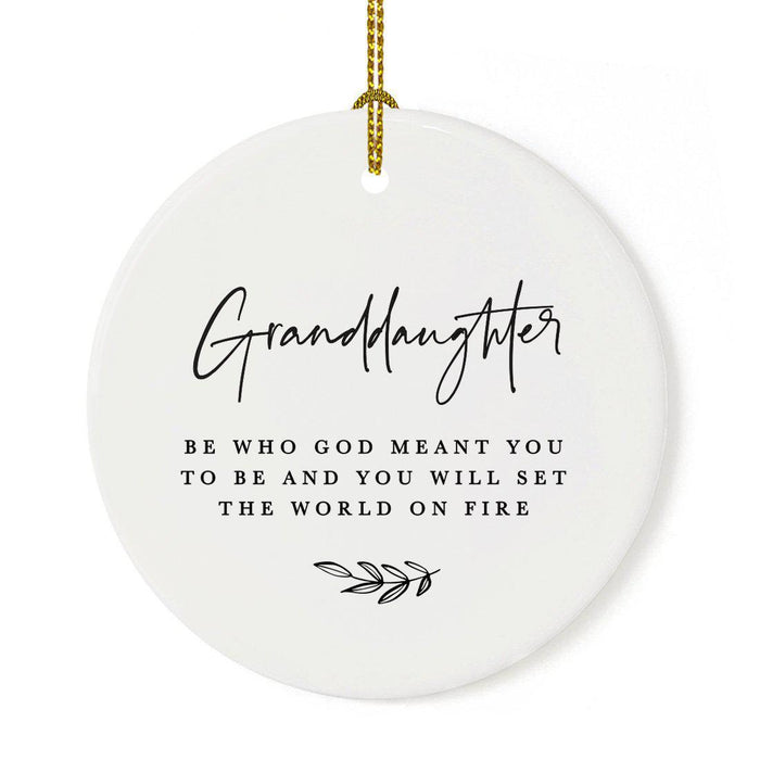 Antique Handdrawn Grand Daughter Round Ceramic Porcelain Ornament Collection-Set of 1-Andaz Press-World-