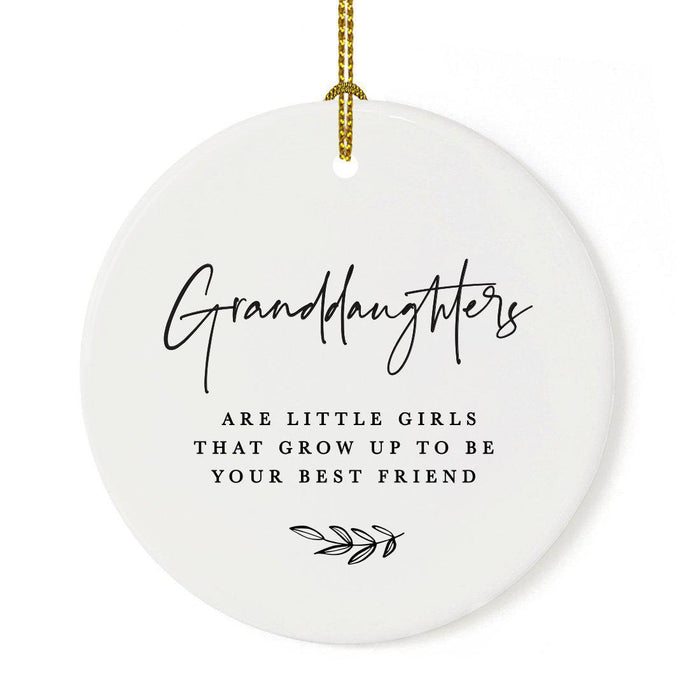 Antique Handdrawn Grand Daughter Round Ceramic Porcelain Ornament Collection-Set of 1-Andaz Press-Best Friend-