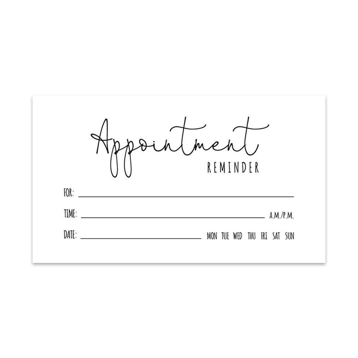 Appointment Business Cards for Hair Salon, Client Reminder, Office, Massage, Grooming, Dental, Medical Doctor-Set of 100-Andaz Press-Minimal Script Font-