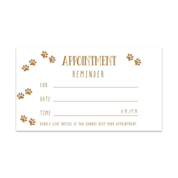 Appointment Business Cards for Hair Salon, Client Reminder, Office, Massage, Grooming, Dental, Medical Doctor-Set of 100-Andaz Press-Paw Prints-