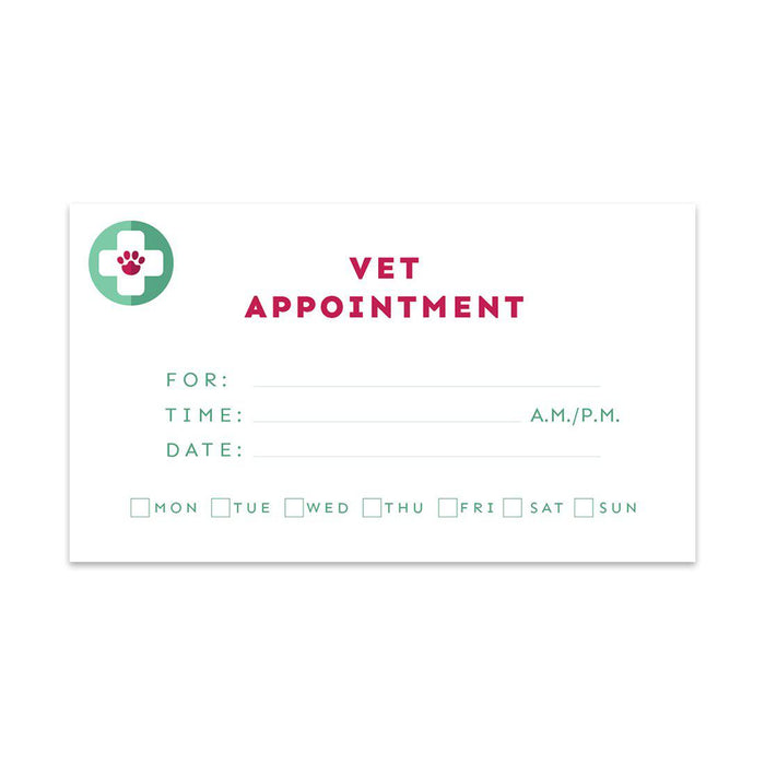 Appointment Business Cards for Hair Salon, Client Reminder, Office, Massage, Grooming, Dental, Medical Doctor-Set of 100-Andaz Press-Veterinarian-
