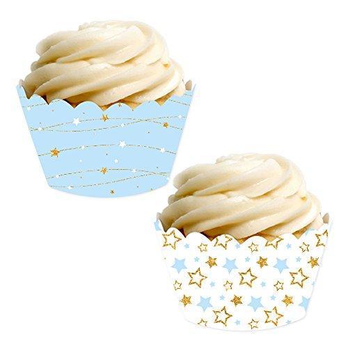 Baby Blue Twinkle Twinkle Little Star Cupcake Wrapper-set of 24-Andaz Press-
