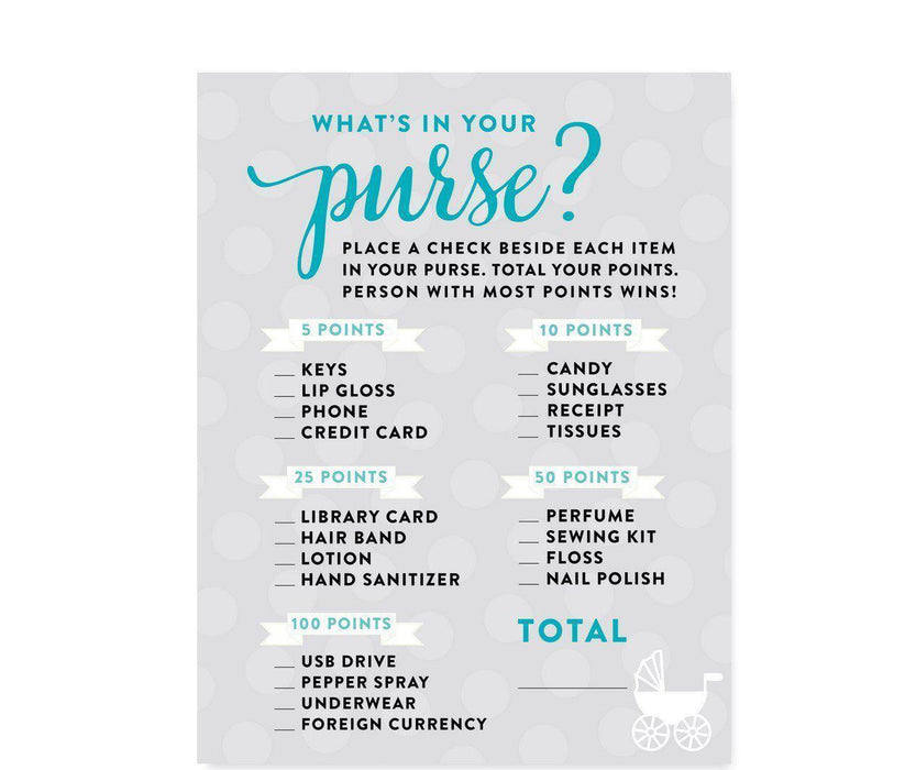 Baby & Co. Baby Shower Games & Fun Activities-Set of 1-Andaz Press-What's In Your Purse?-