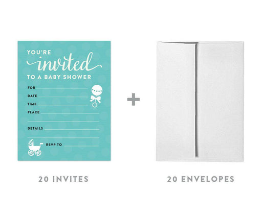 Baby & Co. Baby Shower Party Blank Invitations & Thank Yous-Set of 20-Andaz Press-Invitations-