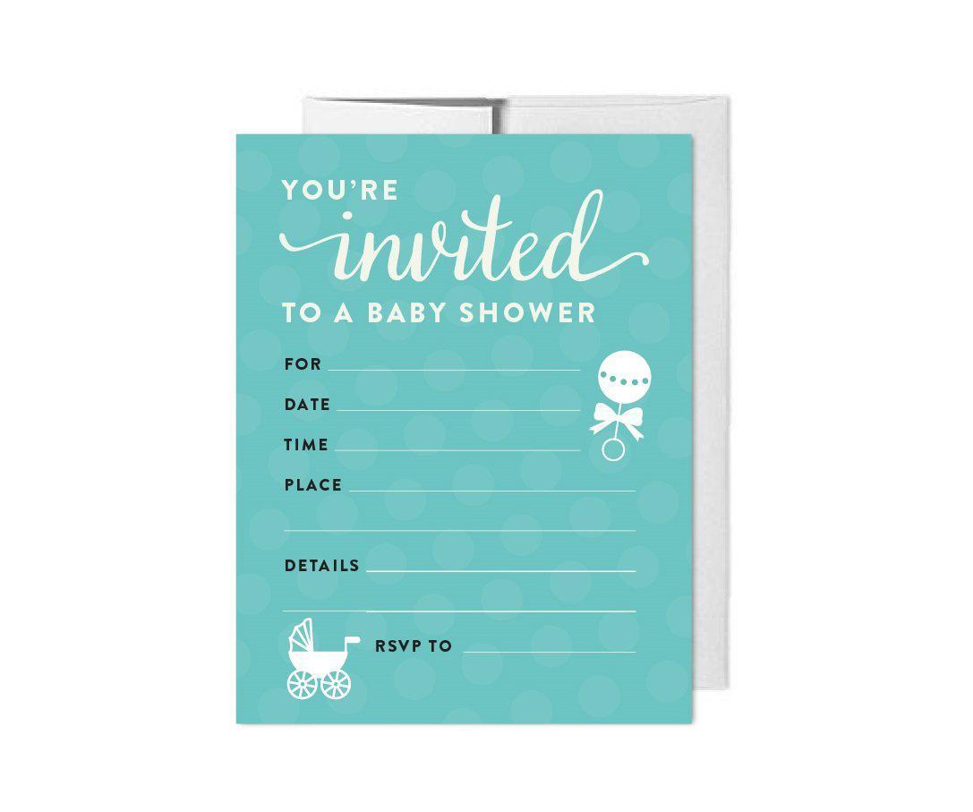 Baby & Co. Baby Shower Party Blank Invitations & Thank Yous-Set of 20-Andaz Press-Invitations-
