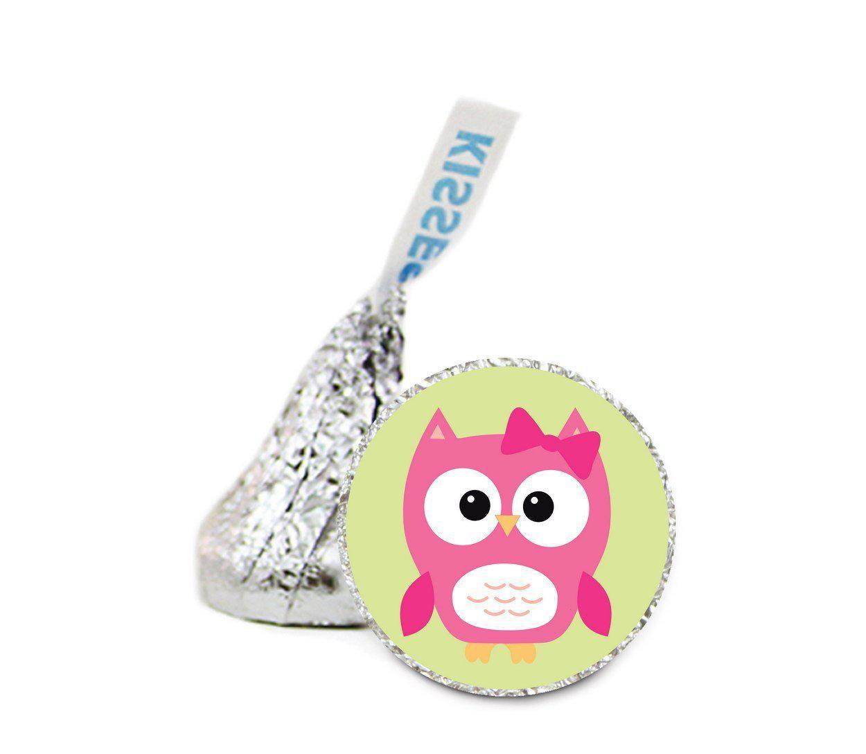 Baby Owl Hershey's Kiss Baby Shower Stickers-Set of 216-Andaz Press-Girl-